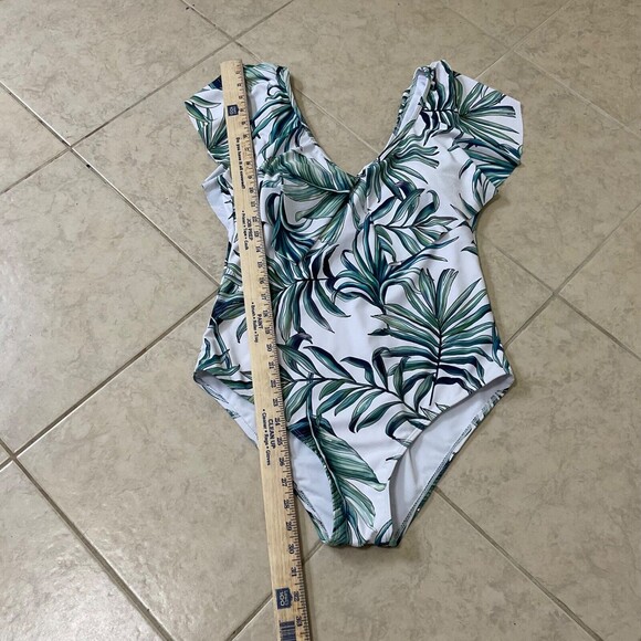 NWT Tempt Me swim women’s 1pc Floral Ruffle green/white Sz Large - Picture 5 of 7